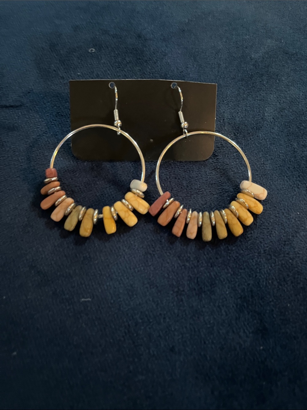 Boho Beaded Hoop Earrings in Earth Tones - Unbranded